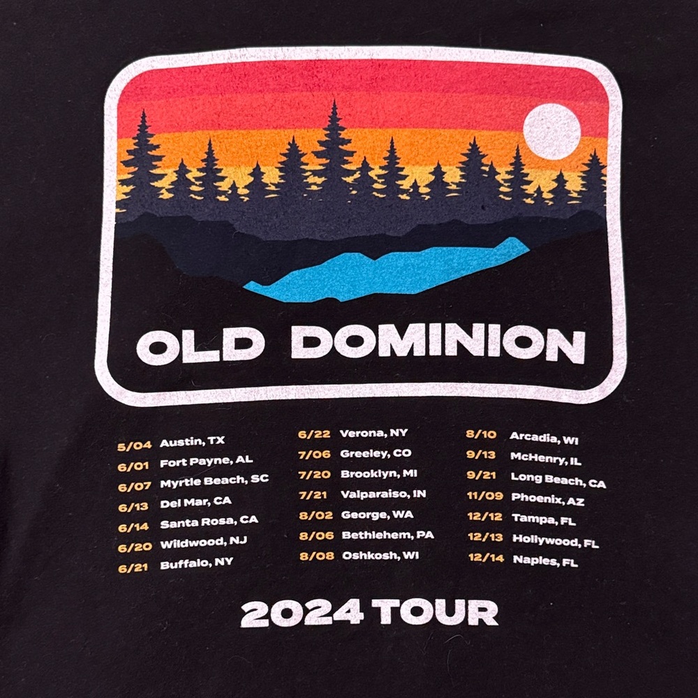 Official Old Dominion 2024 Tour Concert T men’s Size L